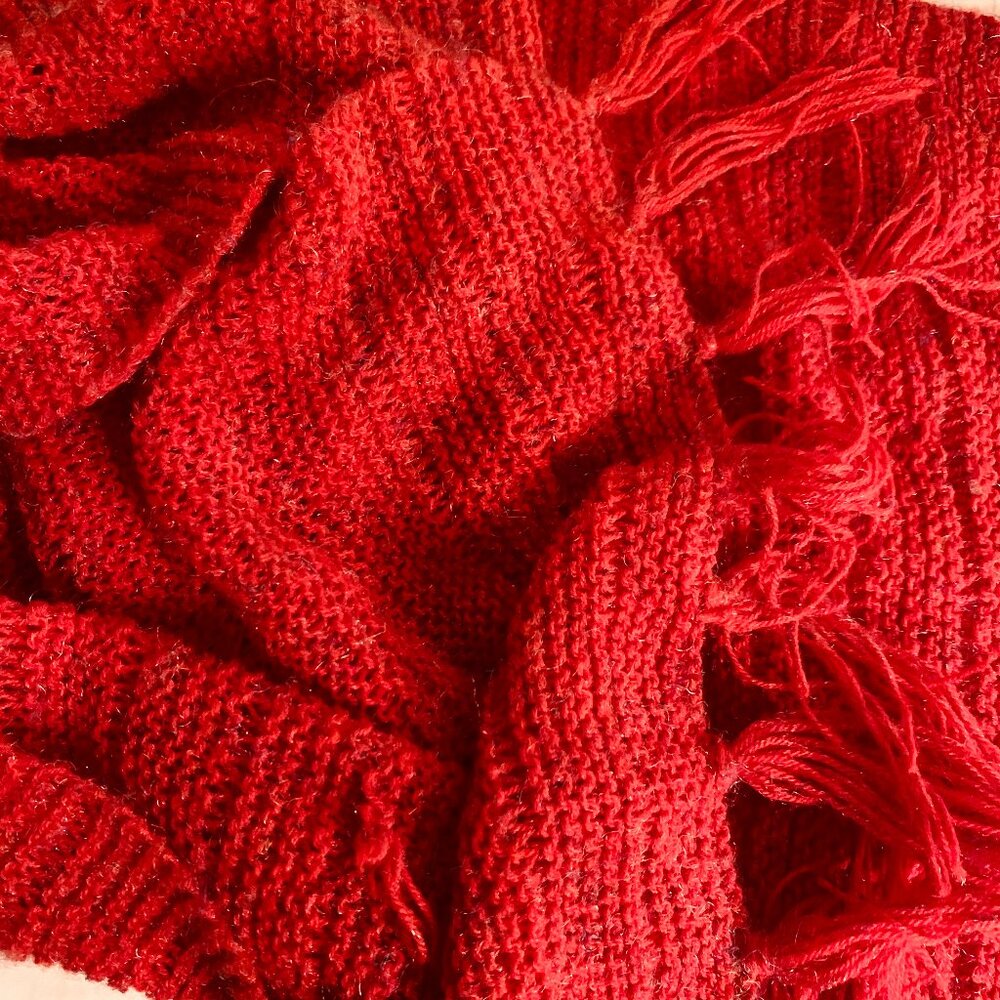 Hand knitted scarf made with love, soft shimmering yarn